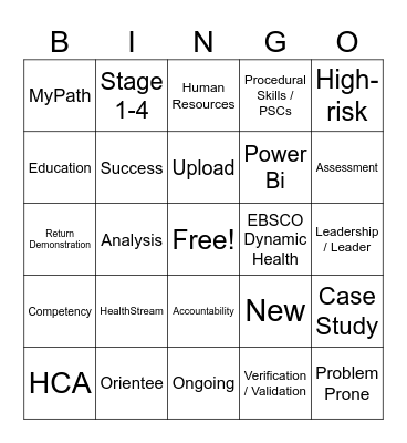 Competency Bingo Card