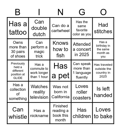 Icebreaker Bingo Card