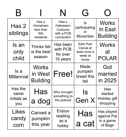 Find Someone Who Bingo Card