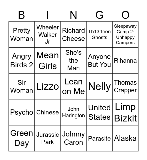 Bathroom Scenes, Potty Mouth, & Toilet Trivia Bingo Card