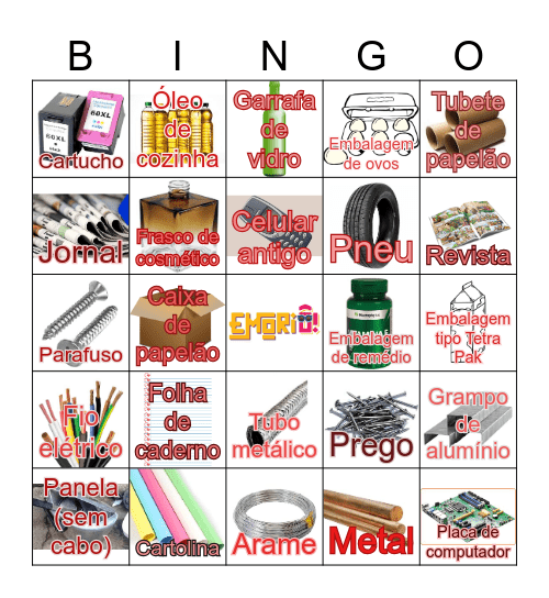 Bingo dos Recicláveis - Emoriô Bingo Card