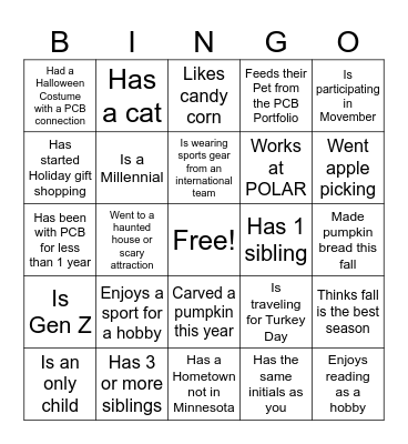 Find Someone Who Bingo Card