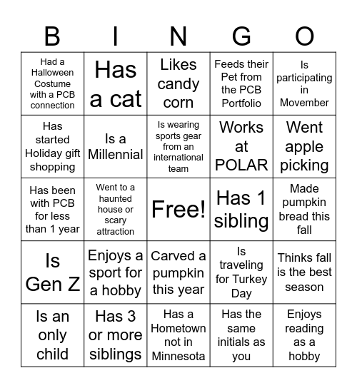 Find Someone Who Bingo Card