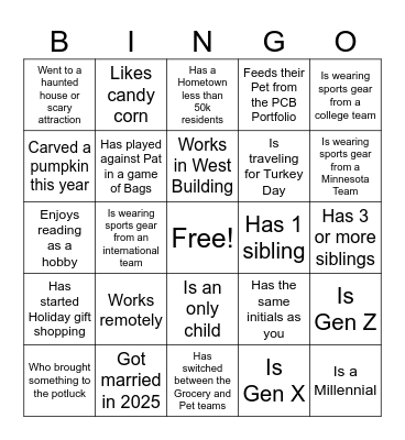 Find Someone Who Bingo Card
