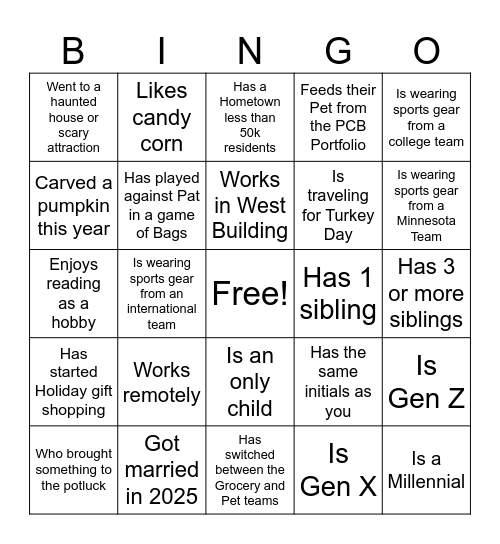 Find Someone Who Bingo Card