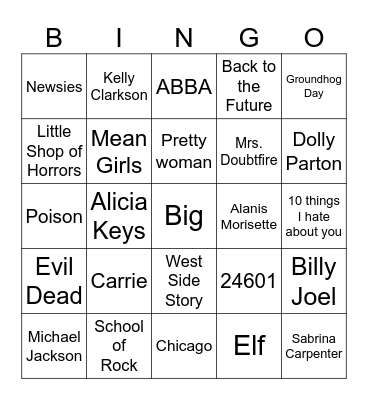 MUSICAL THEATER Bingo Card