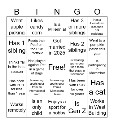 Find Someone Who Bingo Card