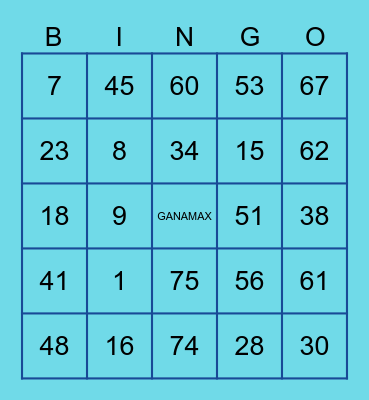 BINGO GANAMAX Bingo Card