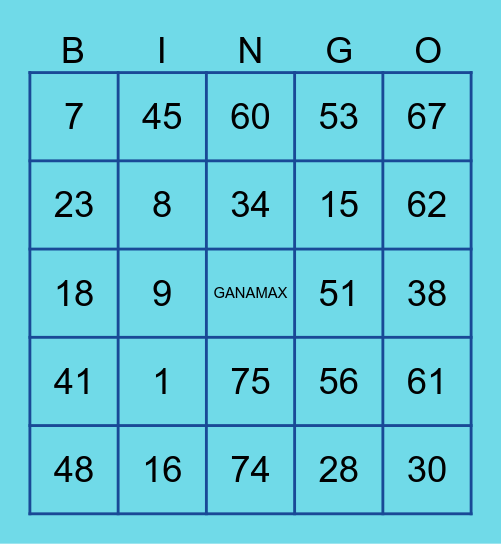 BINGO GANAMAX Bingo Card