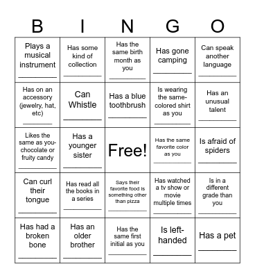 Find Someone Who..... Bingo Card