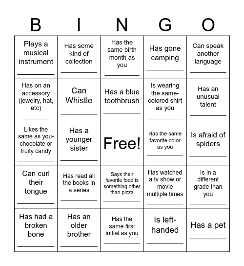 Find Someone Who..... Bingo Card