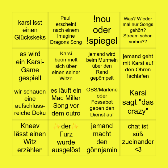 MrKarsiks suuuuuuper gutes (und 🍋zitroniges🍋) aktualisiertes Bingo Card