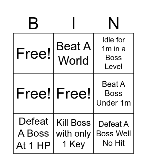 Bosses UNO Bingo Card