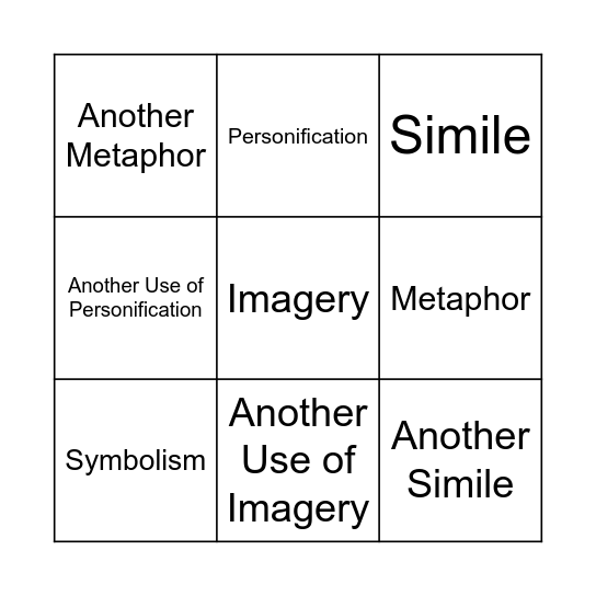 Fingurative Language Bingo Card