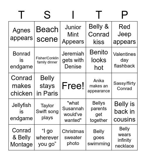 TSITP Bingo Card