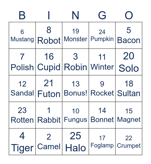 🐰Rabbit, 🐅Tiger and 🐫Camel words Bingo Card