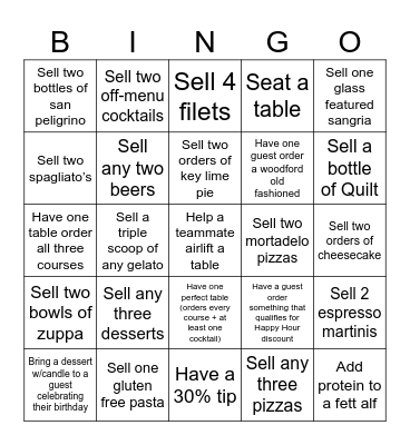 Biaggis Bingo Card