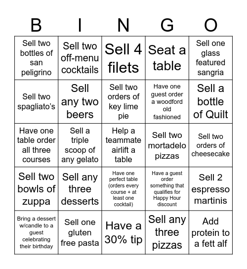 Biaggis Bingo Card
