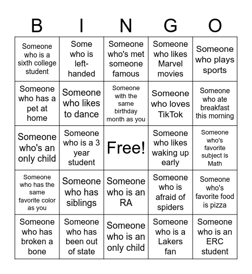 Human Bingo Card