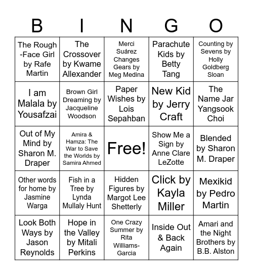 Diverse Books Bingo Card