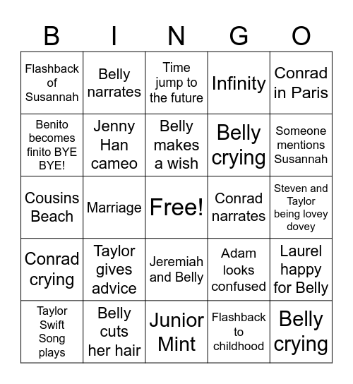 THE SUMMER I TURNED PRETTY FINALE Bingo Card