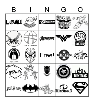 Superhero Theme Music Bingo Card