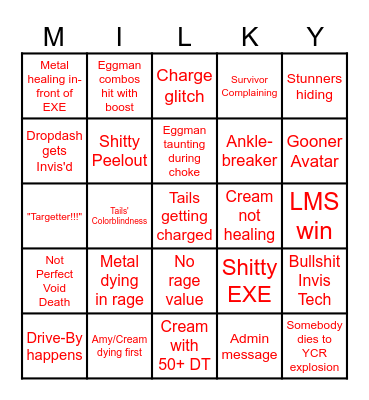 Evil Milk Drinking Bingo Card