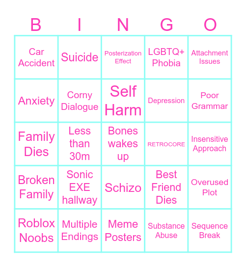 ROBLOX SCARY BINGO NEW Bingo Card