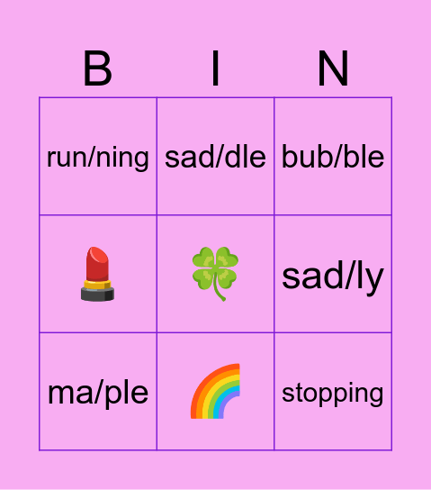 * Amelie’s Amazing :D * Bingo Card