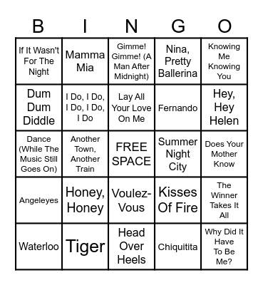 ABBA Bingo Card