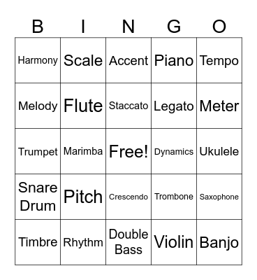 Music Bingo Card