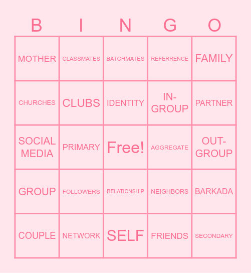 UCSP BINGO Card