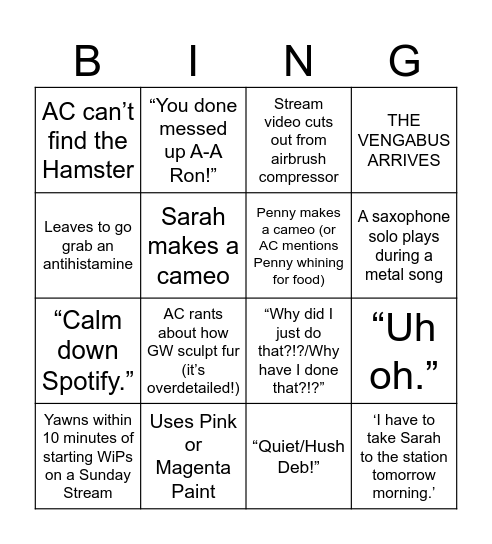 AC Miniatures Bingo Card