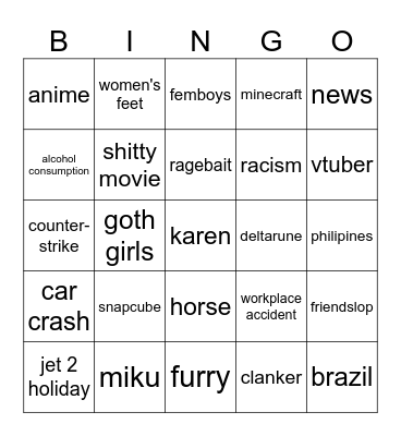 Cara and Rina's dumb bingo Card