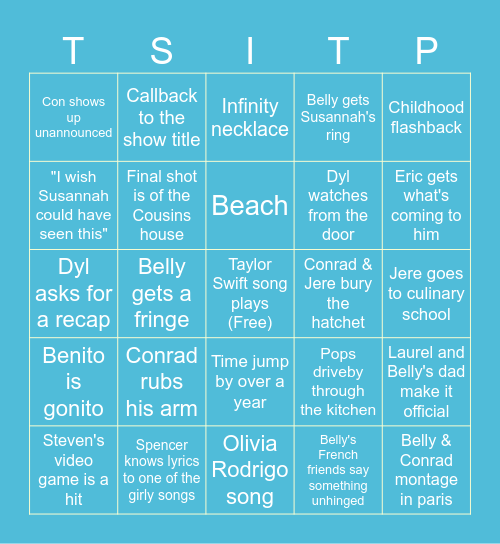 G Rd TSITP Finale Watch Party Bingo Card