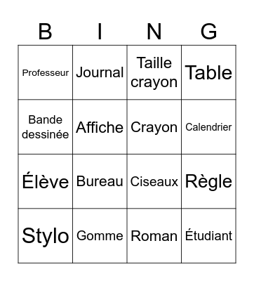 Objects de la classe Bingo Card