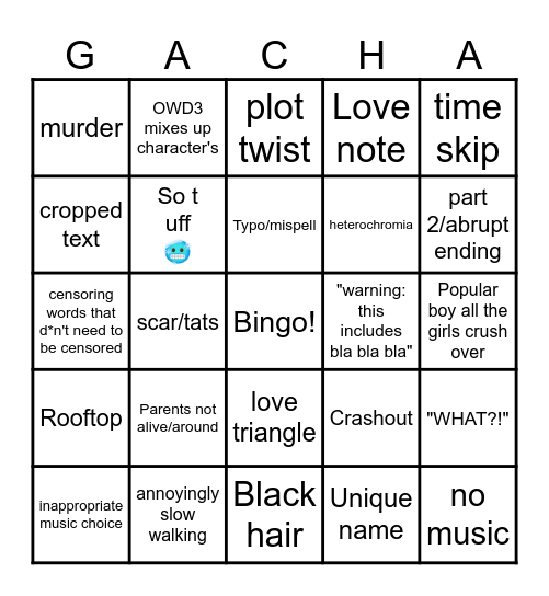 GLMM bingo Card