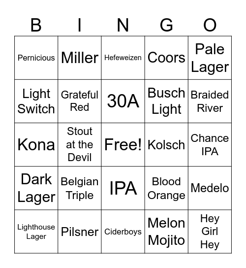Following Seas Bingo Card