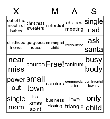 Christmas Movie Bingo Card