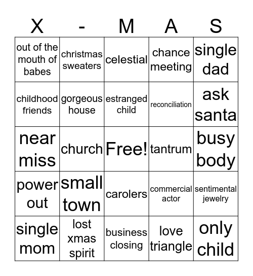 Christmas Movie Bingo Card