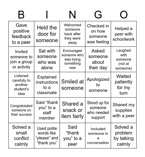 Relationship BINGO Card