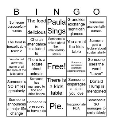 Thanksgiving Bingo Card