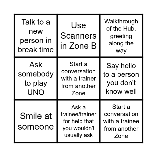Conversation Bingo Card