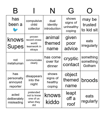 Bats Bingo Card