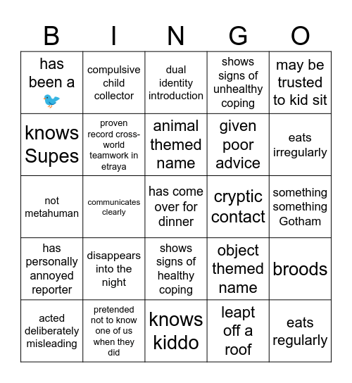 Bats Bingo Card