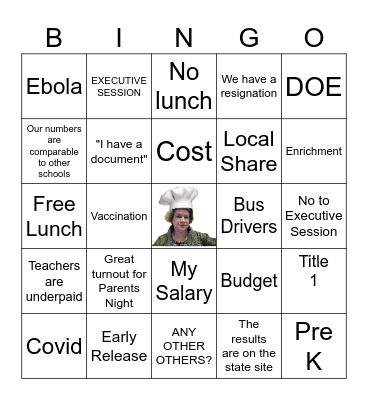 SCHOOL BOARD BINGO Card