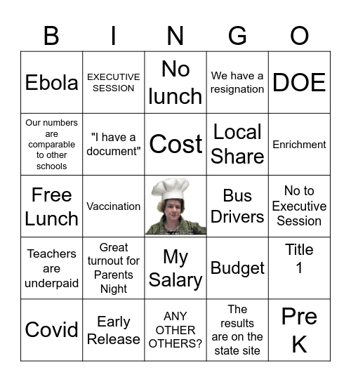 SCHOOL BOARD BINGO Card