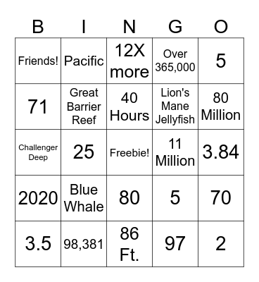 OCEAN BINGO Card