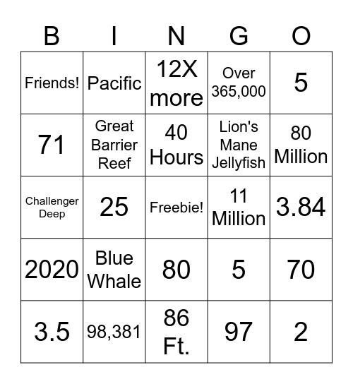 OCEAN BINGO Card