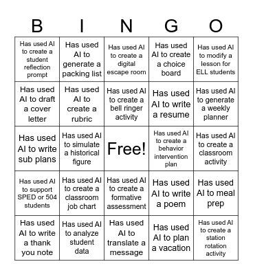 Find Someone Who... Bingo Card
